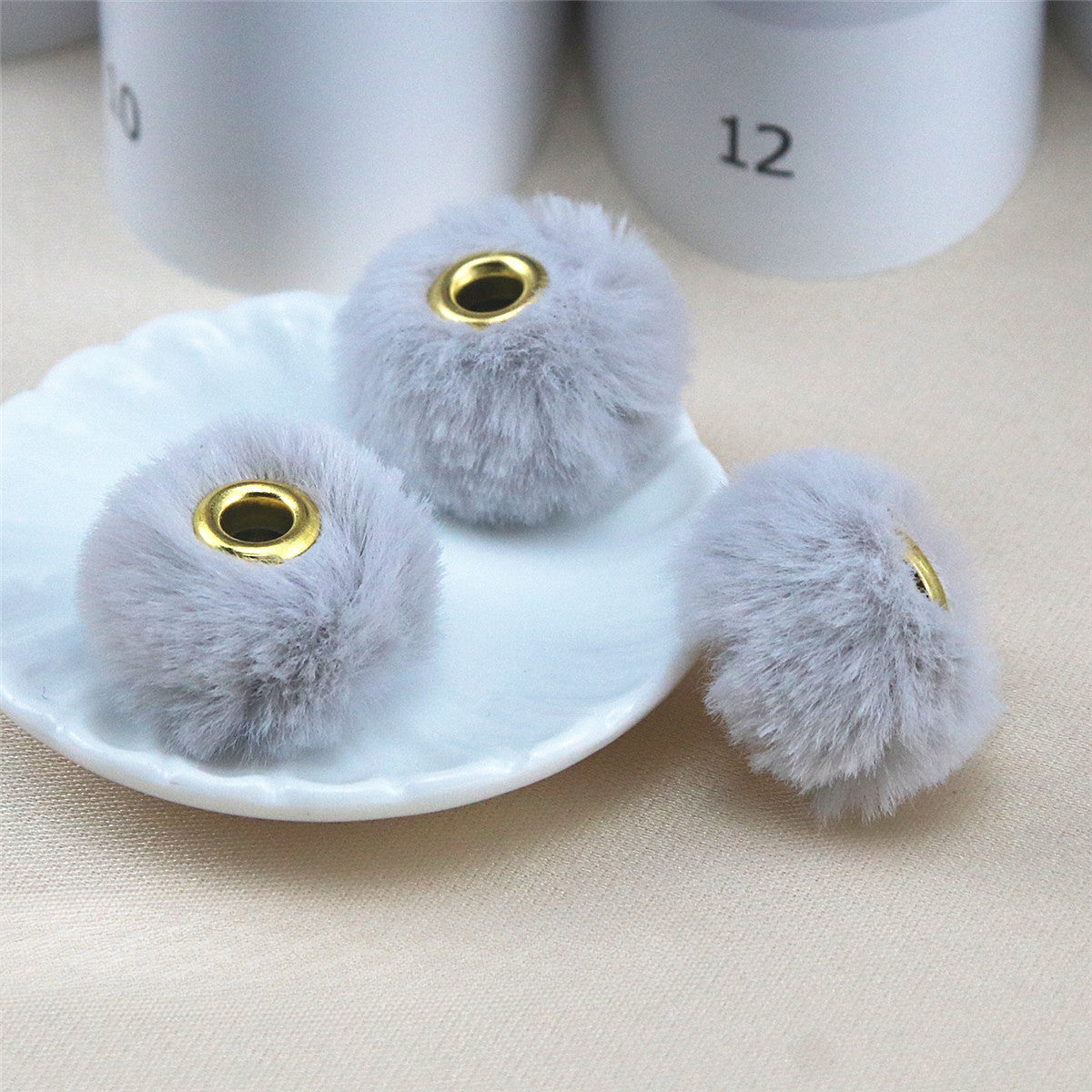 Wholesale 10PCS Straight Hole Soft Waxy Fur Ball Beads Loose Beads Large Hole Fabric Accessories